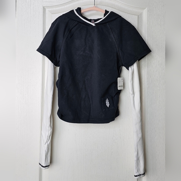 Free People Women's Night Rider Layer Side Ruching ,Black White Combo, XS - Picture 5 of 13